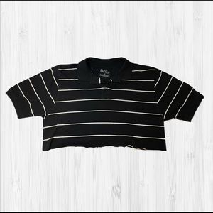 Women’s Striped Polo Shirt Crop Top